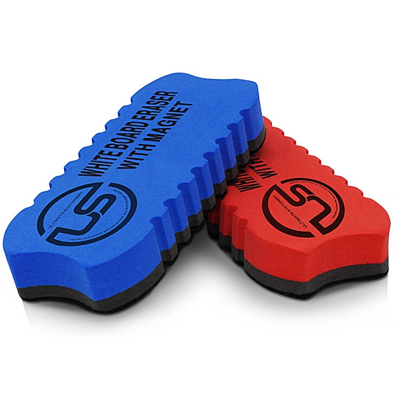 Dry Erase Eraser Magnetic Whiteboard Eraser 2 Pack White Board Erasers  Dry Eraser for Whiteboard  Chalkboard and Glass (Colors May Vary)
